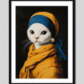 Cuadro Gato La Joven De La Perla Mascota Arte Decoracion Marco Negro