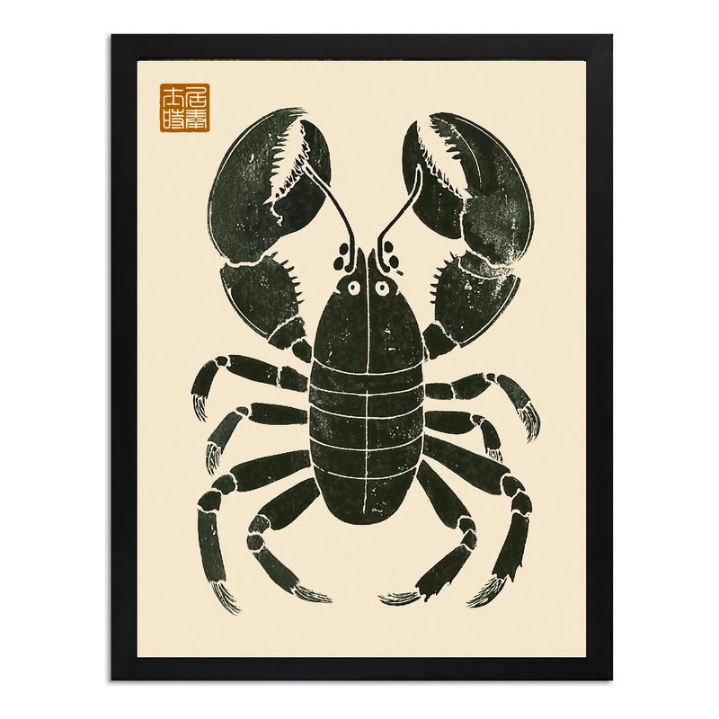 Cuadro Langosta Matsumoto Hoji Arte Japon Decoracion Cocina Marco Negro