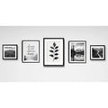 Set 5 Cuadros Living Escalera Pasillo Paisajes Blanco Negro Marco Negro