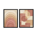 Set 2 Cuadros Boho Arte Abstracto Tonos Tierra Decora Living Marco Negro