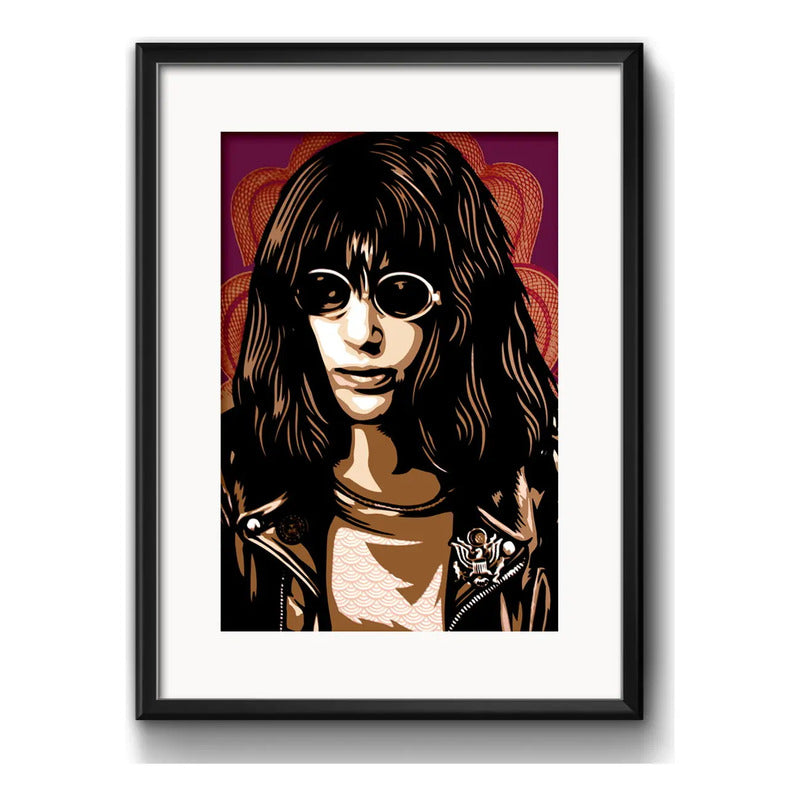 Cuadro Joey Ramone Pop Art Ramones Decoracion Con Paspartú Marco Negro