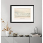 Cuadro Kamisaka Sekka Tonos Beige Nautico 53x43cm Paspartú Marco Negro