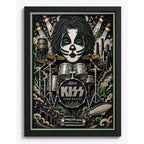 Cuadro Kiss Peter Criss Bateria Rock Arte Efecto 3d Marco Negro