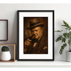 Cuadro Winston Churchill Primer Ministro Arte Con Paspartú Marco Negro