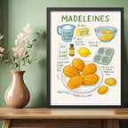 Cuadro Madeleines Postre Francés Receta Pastelitos Cocina Marco Negro