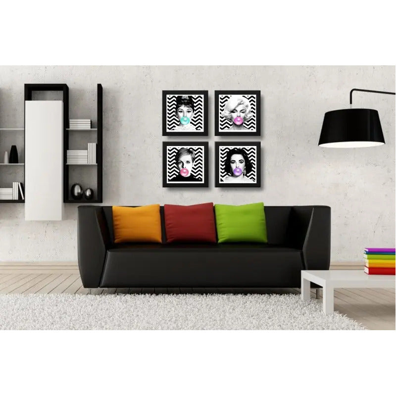 Set 4 Cuadros Marilyn Monroe Audrey Hepburn Twigy Liz Taylor