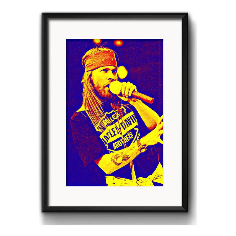 Cuadro Axl Rose Guns N Roses Rock Decoracion Con Paspartú Marco Negro