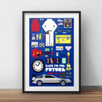 Cuadro Volver Al Futuro Minimalista Delorean Cine Paspartú Marco Negro