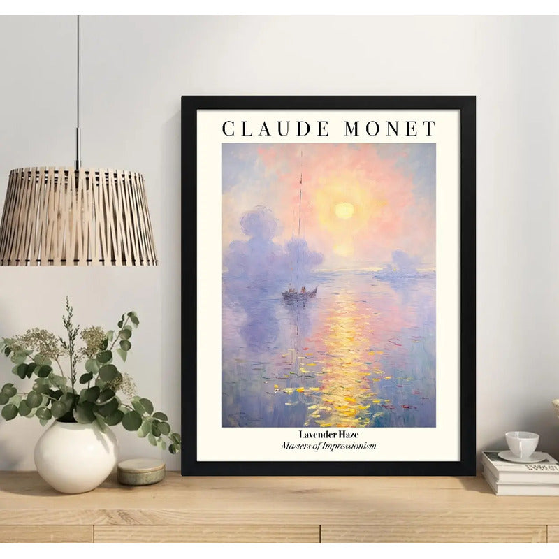 Cuadro Dormitorio Living Claude Monet Bruma De Lavanda Arte Marco Negro