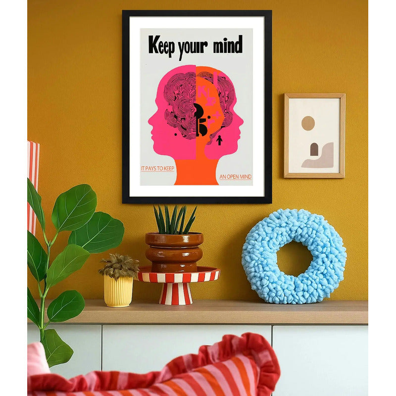 Cuadro Keep Your Mind Mantén Tu Mente Frase Psicología Marco Negro