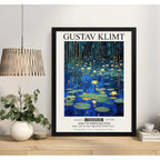 Cuadro Dormitorio Living Nenúfares Nocturnos Gustav Klimt Marco Negro