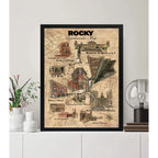 Cuadro Rocky Mapa Pelicula Balboa Stallone Boxe Decoracion Marco Negro
