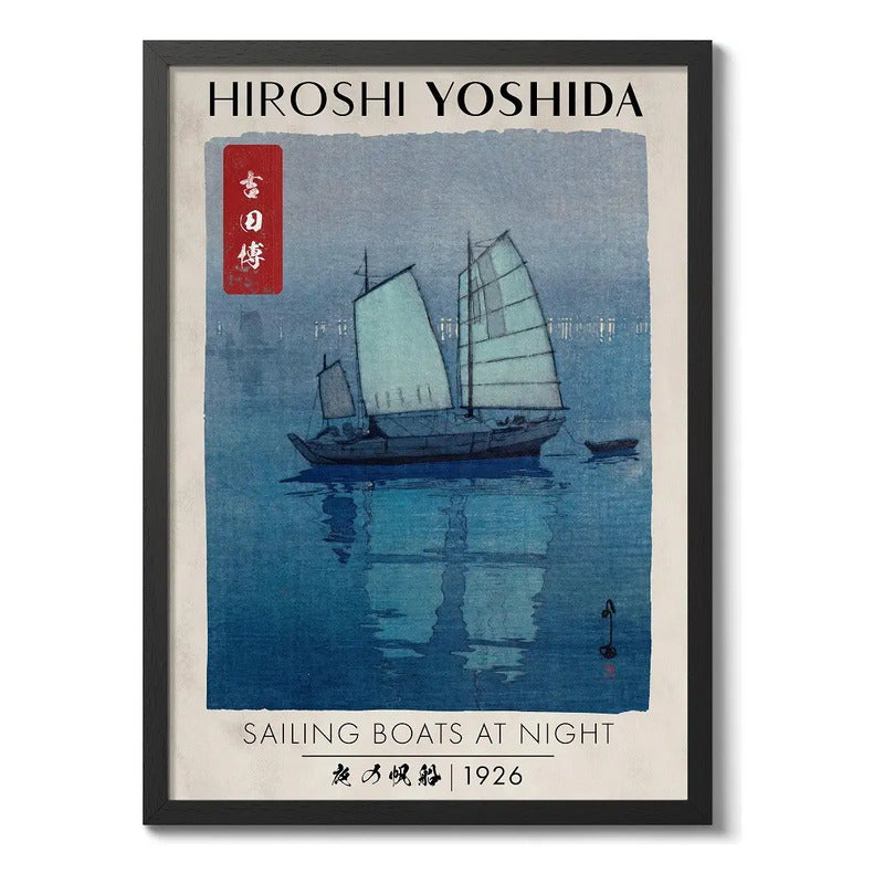 Set 3 Cuadros Hiroshi Yoshida Arte Japones Estilo Shin-hanga Marco Negro