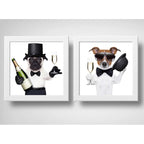 Set 2 Cuadros Perro Champagne Fiesta Cocina Pet Decoracion