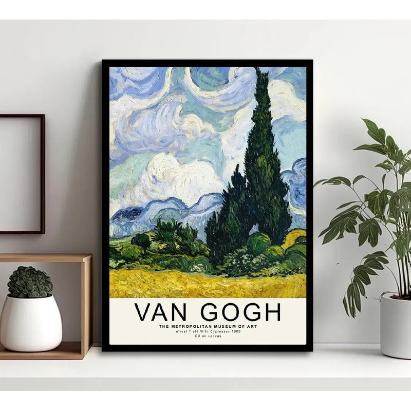 Cuadro Vincent Van Gogh Obra Cypresses Cipreses Decoracion Marco Negro