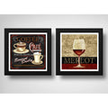 Set 2 Cuadros Café Y Vino Retro Cocina Arte Decoracion