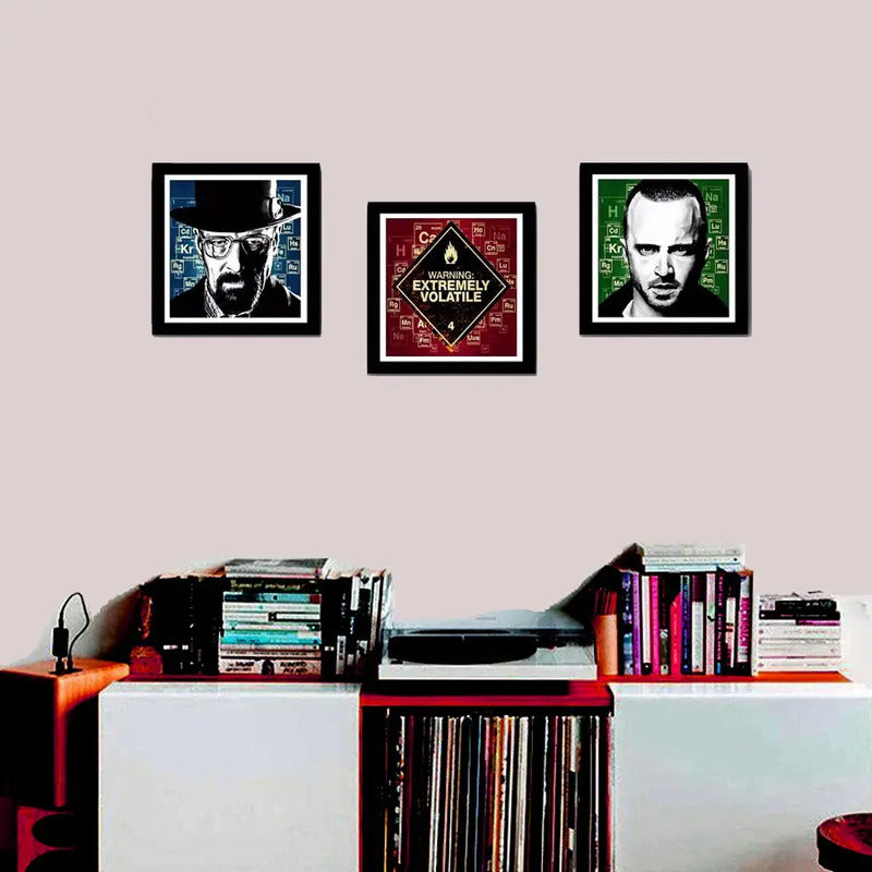 Set 3 Cuadros Breaking Bad Heisenberg Walter Jesse Pinkman Marco Negro