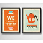 Set 2 Cuadros Café Escandinavo Pop Art Frases Cafeteria Bar