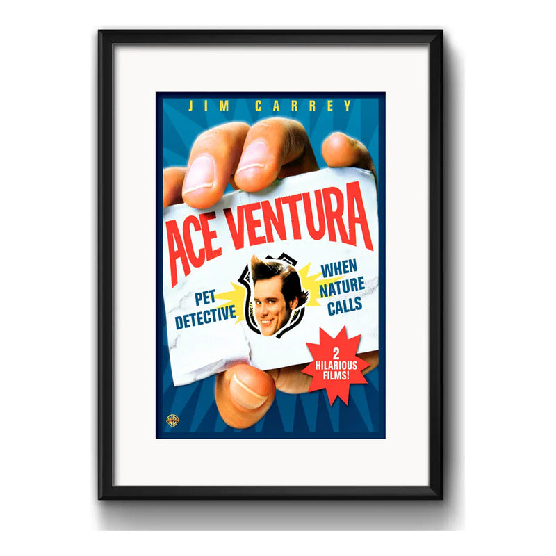 Cuadro Ace Ventura Pet Detective Pelicula Con Paspartú Marco Negro