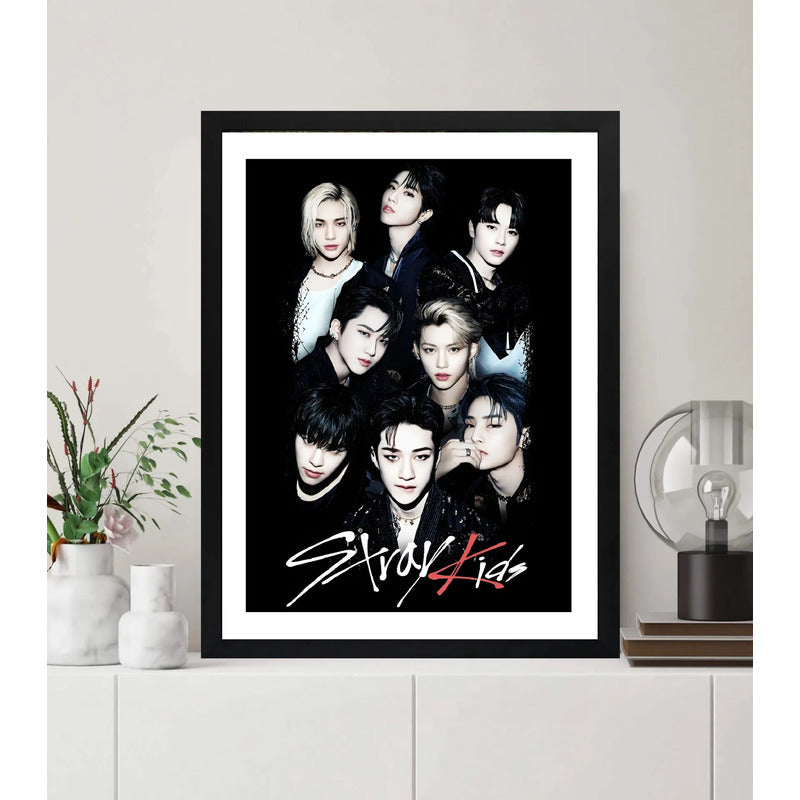Cuadro Stray Kids Kpop Banda Surcoreana K-pop Musica Marco Negro