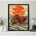 Cuadro Moto Gp Ducati Carrera Motociclismo Japón Oriental Marco Negro