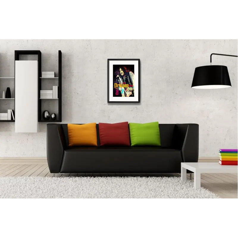 Cuadro Aerosmith Steven Tyler Letra Rock Decoracion Paspartú Marco Negro