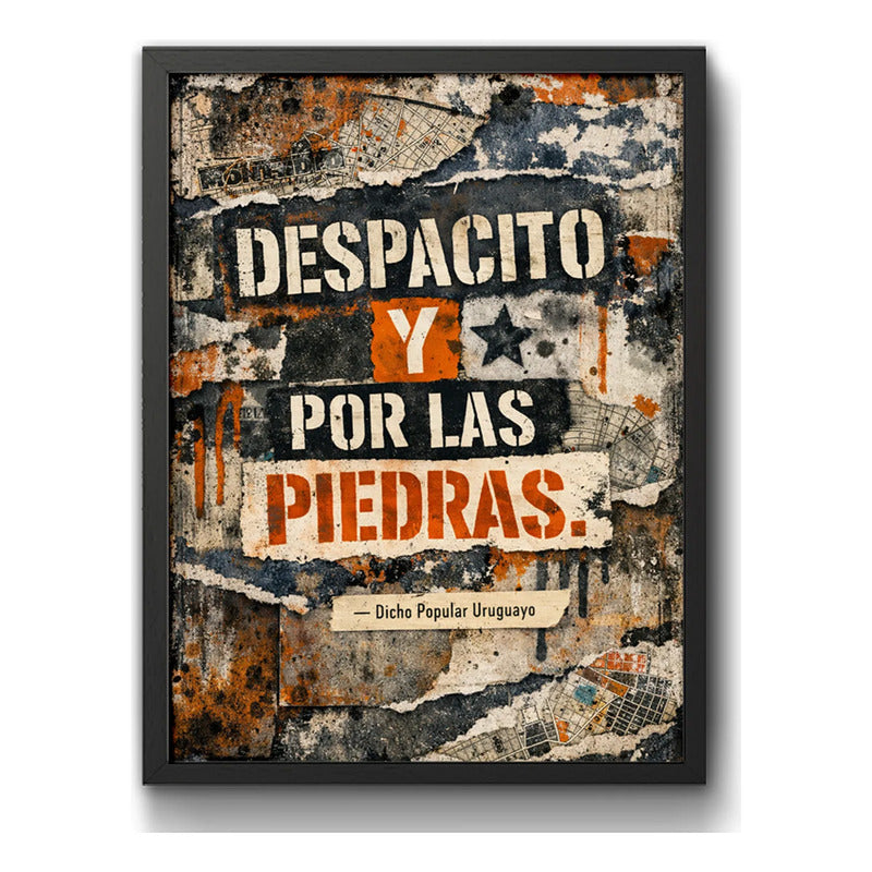 Cuadro Frase Motivacional Coach Despacito Y Por Las Piedras Marco Negro