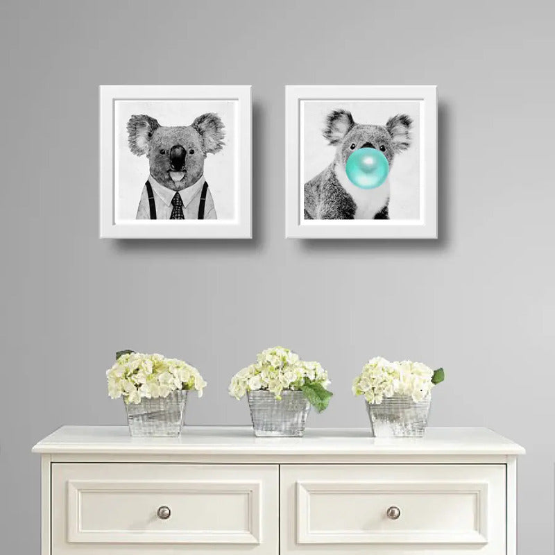 Set 2 Cuadros Koala Chicle Art Moderna Decoracion Dormitorio