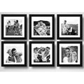 Set 6 Cuadros Personalizado Foto Familia Pareja Amigos 33x33 Blanco Y Negro Marco Negro