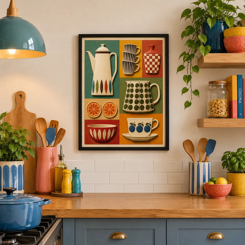 Cuadro Kitchen Cocina Estilo Escandinavo Efecto 3d Marco Negro