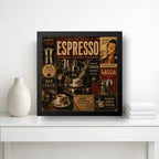Cuadro Living Comedor Cocina Café Espresso Coffee Retro Brs1 Marco Negro