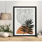 Cuadro Dormitorio Living Boho Abstracto Hoja Geometrico Arte Marco Negro