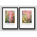 Set 2 Cuadros Gustav Klimt Jardín De Flores Bs1 Con Paspartú Marco Negro