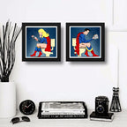 Set 2 Cuadros Superman Supergirl Baño Héroes Comics Decora