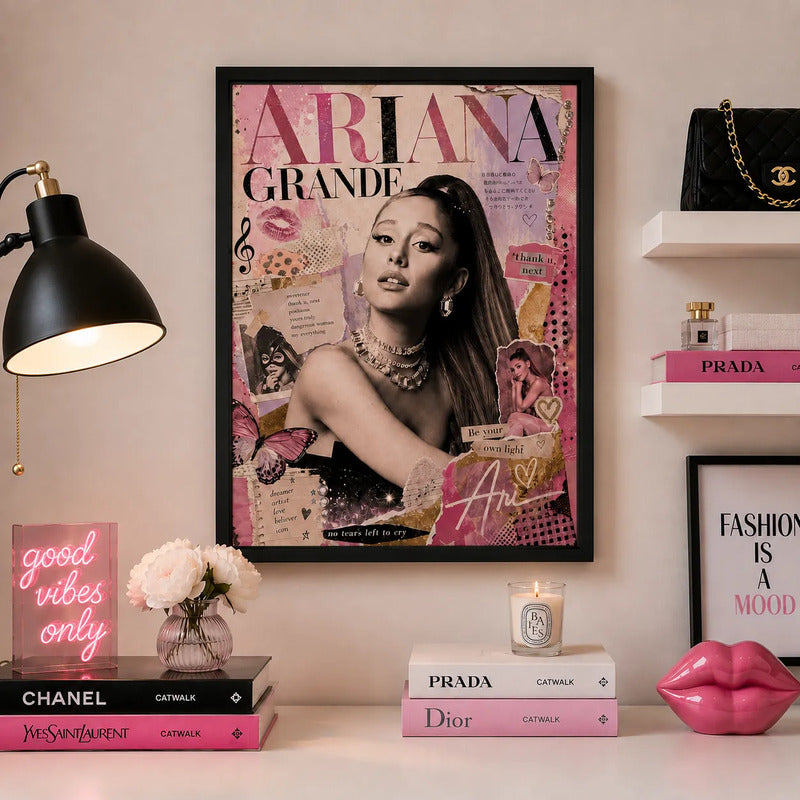 Cuadro Ariana Grande Canciones Y Elementos Musica Pop Marco Negro