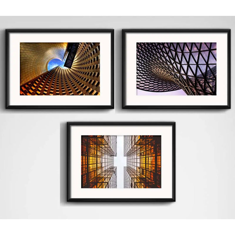 Set 3 Cuadros Arquitectura Moderna Decoracion Arte Paspartu Marco Negro