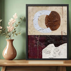 Cuadro Dormitorio Living Boho Abstracto B1 Tonos Terrosos Marco Negro