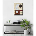 Cuadro Dormitorio Living Boho Abstracto B2 Tonos Terrosos Marco Negro