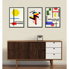 Set 3 Cuadros Bauhaus Arte Abstracto Geometricos 1919 1923 Marco Con Marco Negro