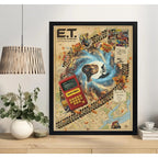 Cuadro E. T. El Extraterrestre Pelicula Mapa Arte Retro Marco Negro
