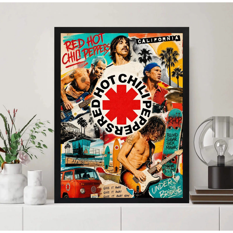 Cuadro Red Hot Chilli Peppers California Style Rock Vintage Marco Negro