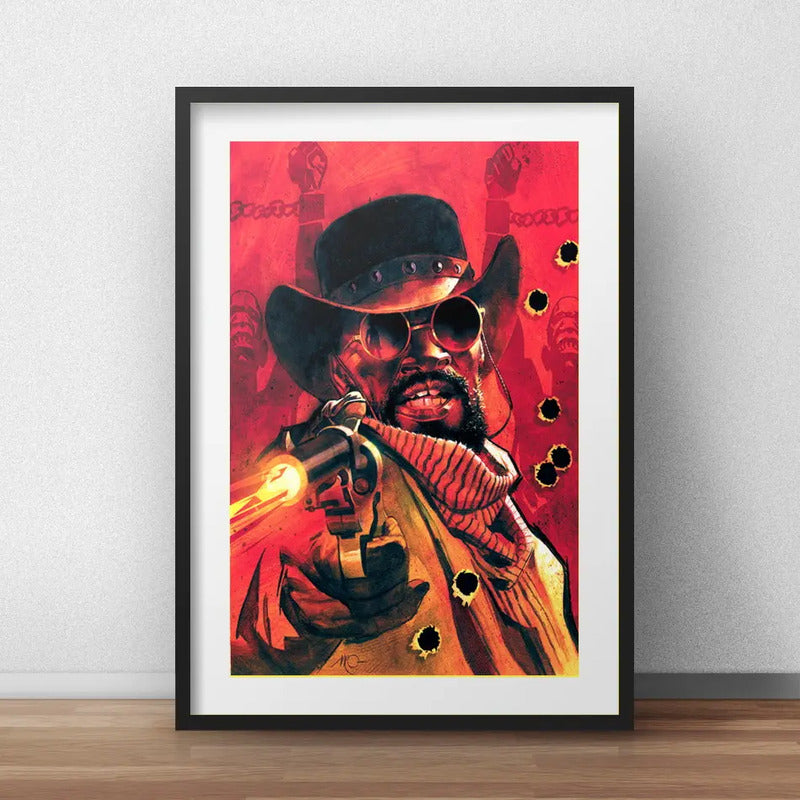 Cuadro Django Sin Cadenas Pelicula Tarantino Con Paspartú Marco Negro