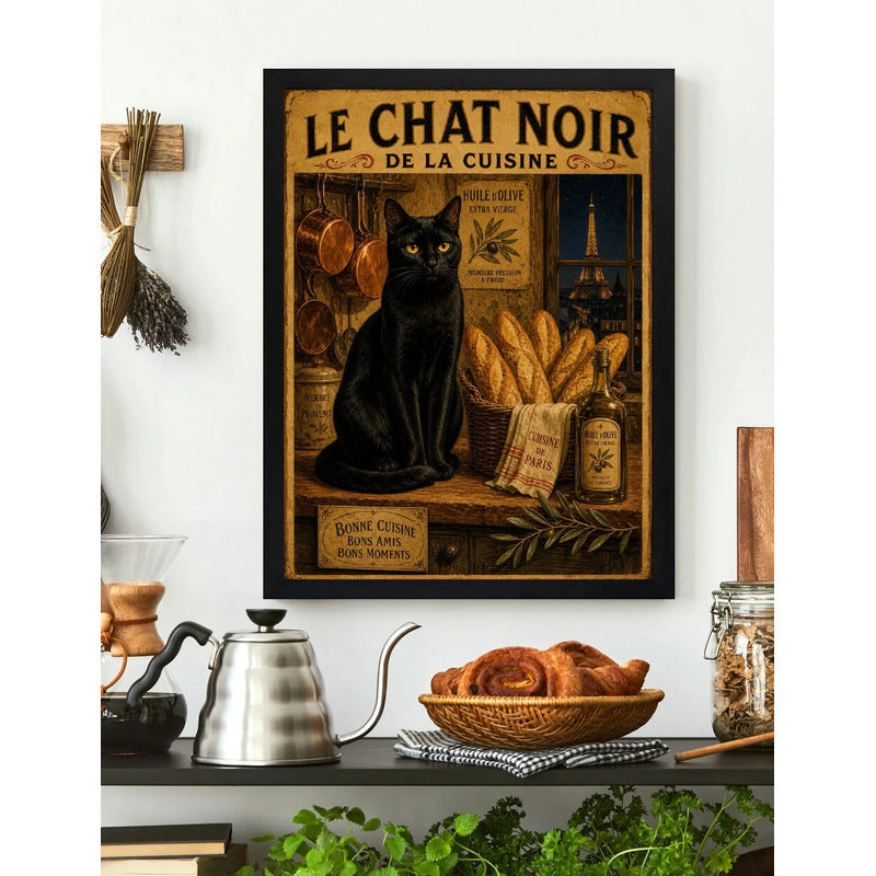Cuadro Gato Negro Paris Cocina Le Chat Noir Cuisine Panes Marco Negro