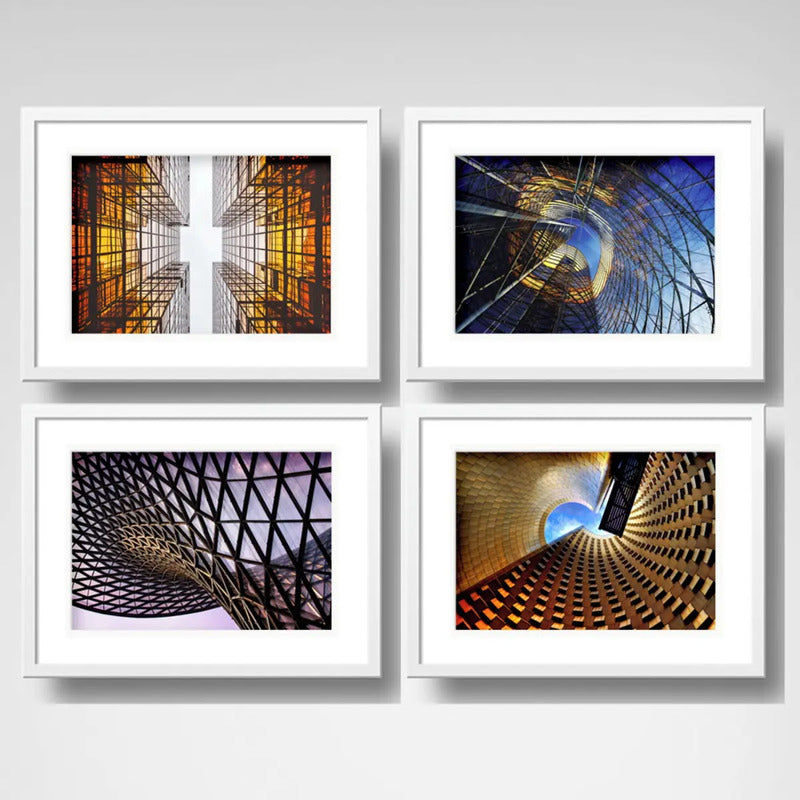 Set 4 Cuadros Arquitectura Moderna Decoracion Con Paspartu