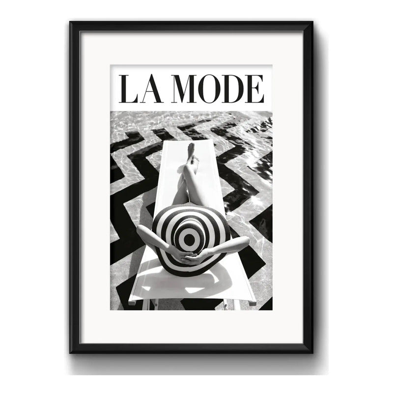 Cuadro La Mode Fashion Retro Moda Makeup Con Paspartú Marco Negro