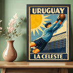 Cuadro La Celeste Seleccion Uruguay Fútbol Retro Deporte Marco Negro