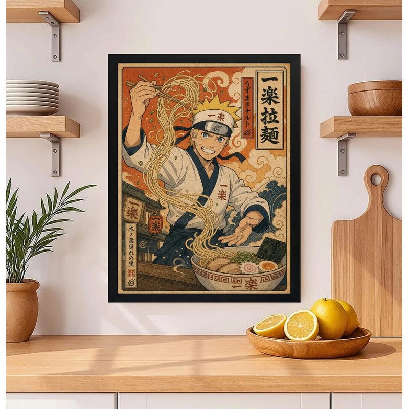 Cuadro Naruto Ramen Comida Arte Japones Cocina Anime Geek Marco Negro