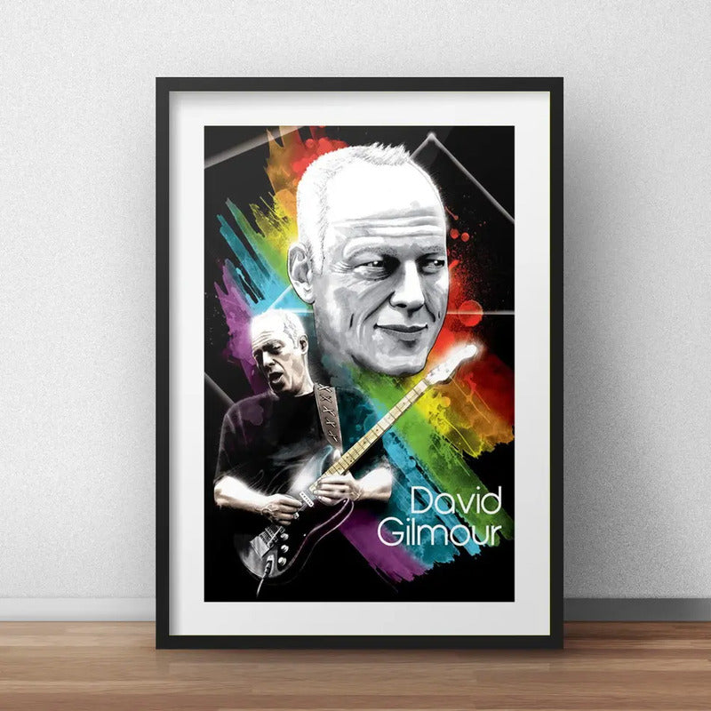 Cuadro David Gilmour Pop Art Pink Floyd Decoracion Paspartú Marco Negro