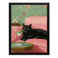 Cuadro Gato Martini Sofá Drink Arte Decoracion Living Cocina Marco Negro