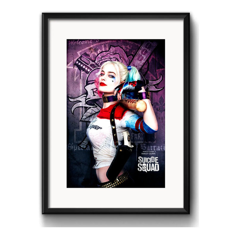 Cuadro Escuadrón Suicida Harley Quinn Pelicula Con Paspartú Marco Negro